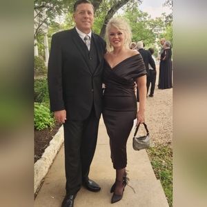 Satin Midi off the shoulder dress